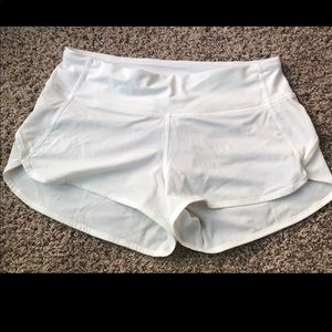 ISO White size 6 Lululemon speed shorts